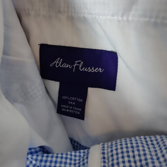 Alan Flusser Men's Sz 34 Blue Gingham Flat Front Shorts Golf Spring Easter - Picture 2 of 4